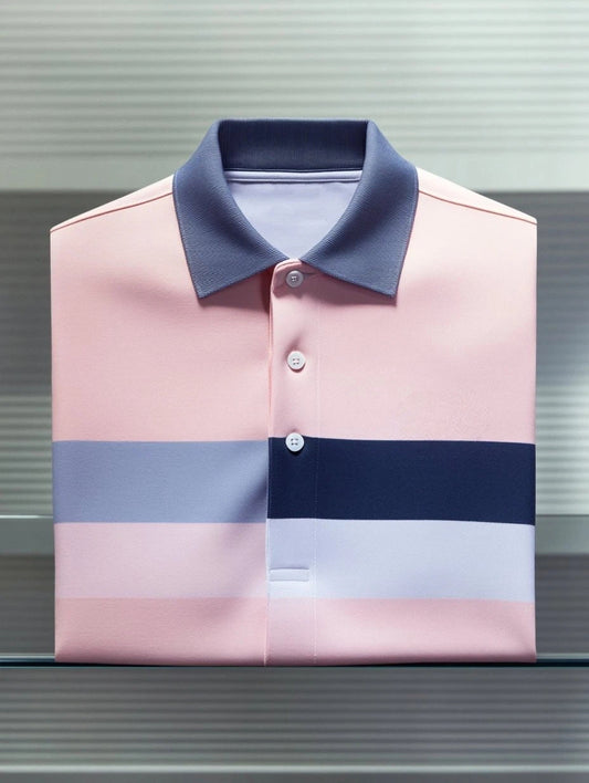 Men's Business Casual Fish Embroidered Button Short Sleeve Polo Shirt