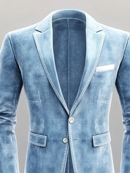 Men'S Casual Classic Contrast Color Business Long-Sleeved Suit