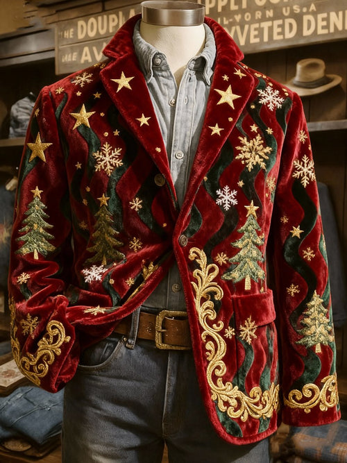 Men's Retro Christmas Lapel Suit Jacket