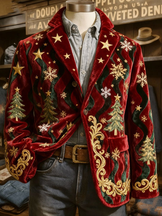 Men's Retro Christmas Lapel Suit Jacket