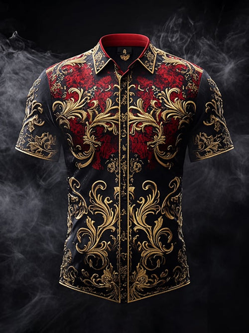 Men's Retro Gothic Pattern Short Sleeve Shirt