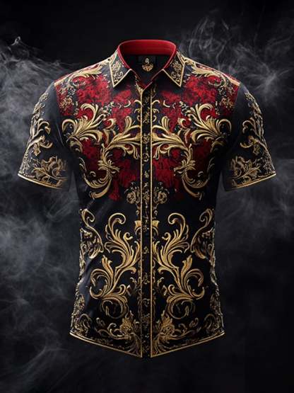 Men's Retro Gothic Pattern Short Sleeve Shirt