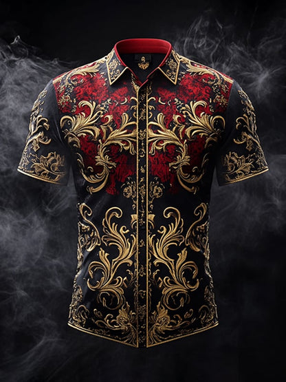Men's Retro Gothic Pattern Short Sleeve Shirt
