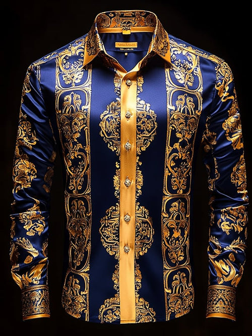 Men's Satin Luxe Long Sleeve Button Down Shirt