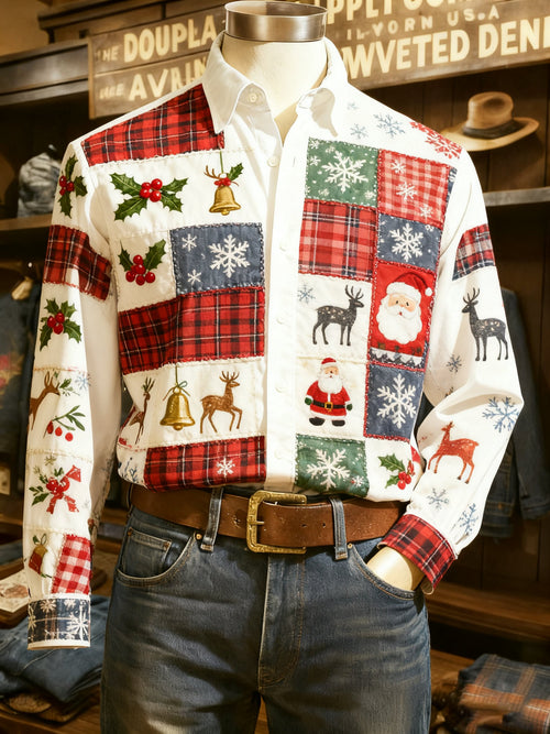Men's Casual Christmas Long Sleeve Shirt
