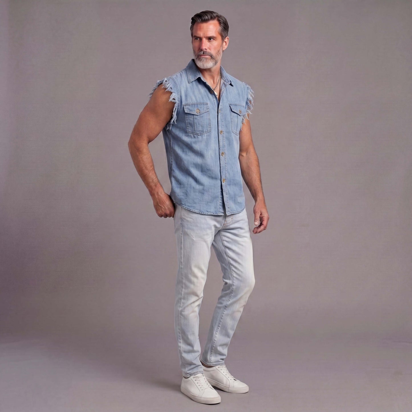 Collared Sleeveless Casual Tank Top
