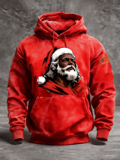 Herren-Hoodie mit schwarzem Retro-Weihnachtsprint