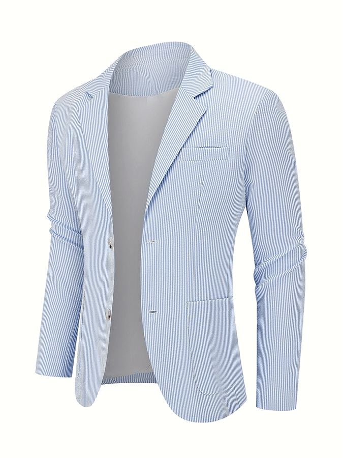 Men's Fashionable Stripe Design Single-Breasted Pocket Design Casual Suit