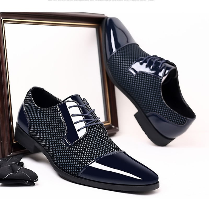 Men's Versatile Toe Toe Glossy Business Casual Leather Shoes