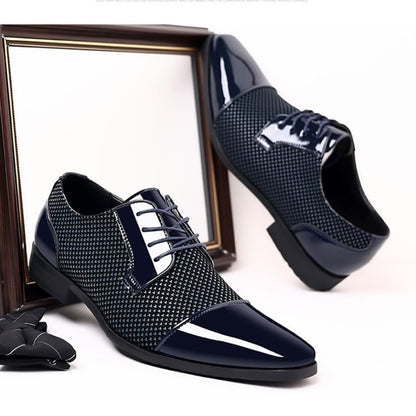 Men's Versatile Toe Toe Glossy Business Casual Leather Shoes
