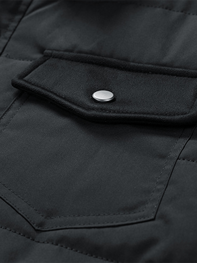 Men's Vintage Pleated Cotton Multi-Pocket Casual Plush Cotton Jacket