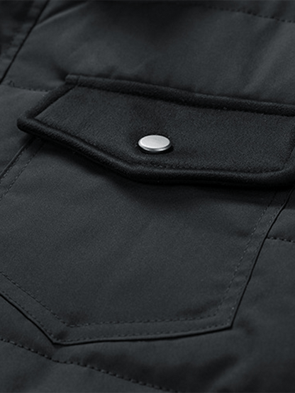 Men's Vintage Pleated Cotton Multi-Pocket Casual Plush Cotton Jacket
