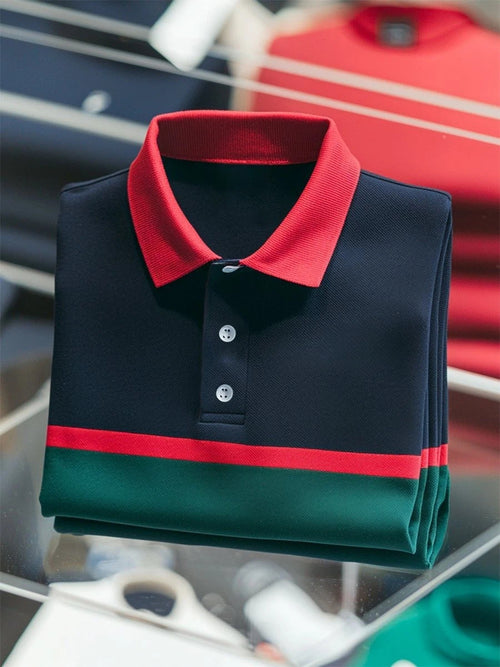 Men's Business Casual Button Short Sleeve Polo Shirt