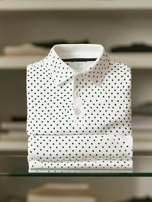 Men's Classic Business Logo Button Short Sleeve Polo Shirt
