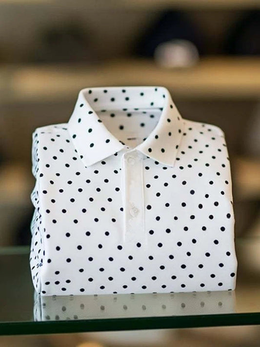 Men's Classic Business Logo Button Short Sleeve Polo Shirt