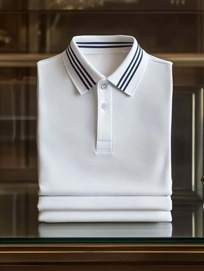 Men's Classic Business Logo Button Short Sleeve Polo Shirt