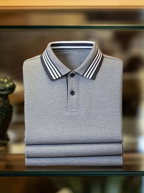 Men's Classic Business Logo Button Short Sleeve Polo Shirt