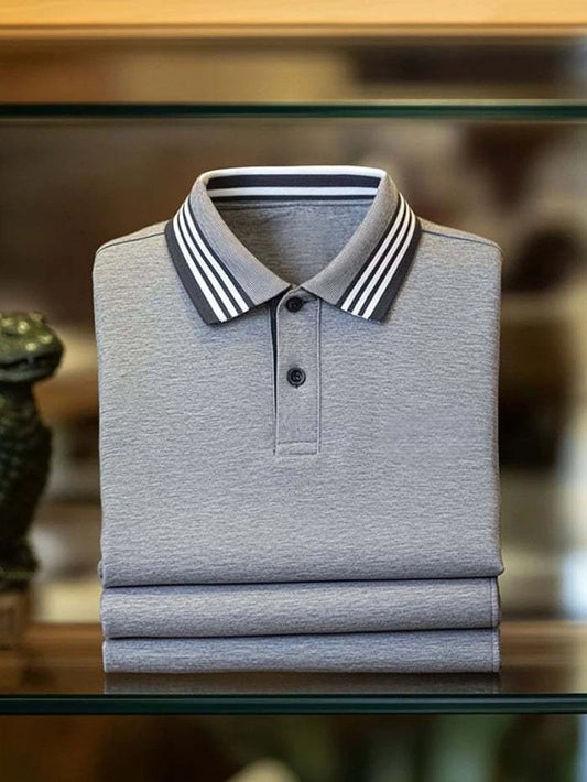 Men's Classic Business Logo Button Short Sleeve Polo Shirt