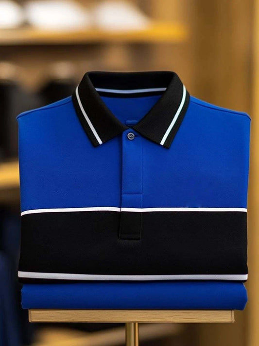 Men's Classic Business Logo Button Short Sleeve Polo Shirt