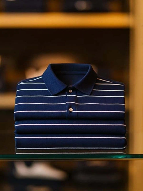 Men's Classic Business Logo Button Short Sleeve Polo Shirt