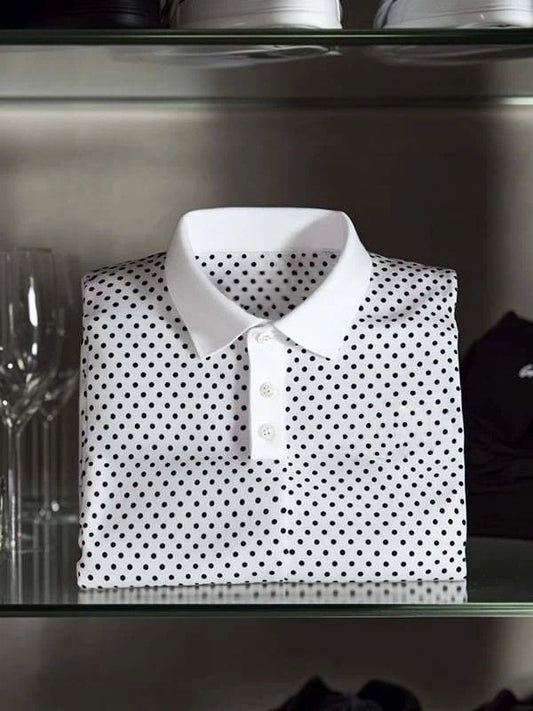 Men's Classic Business Logo Button Short Sleeve Polo Shirt