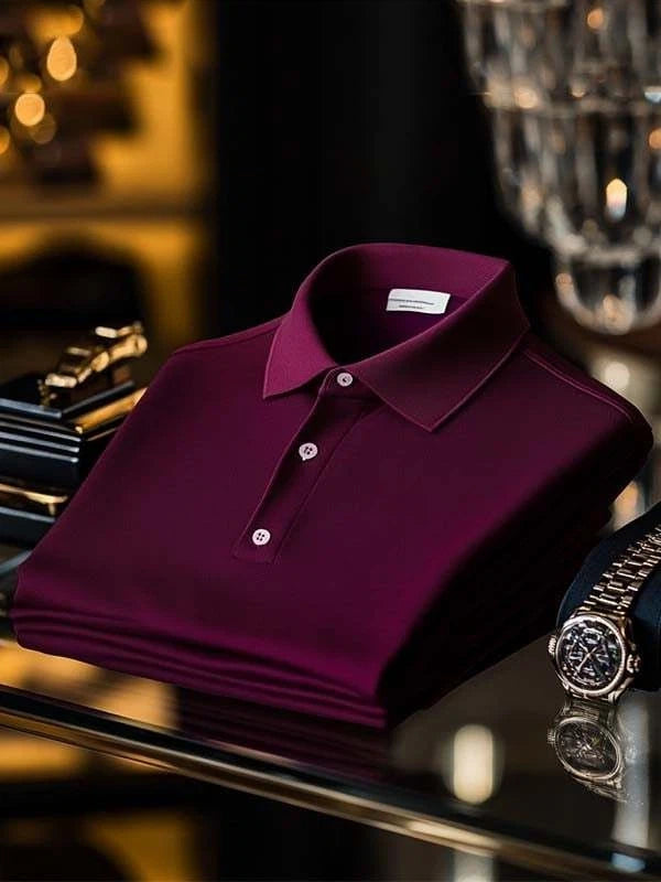 Men's Business Alligator Print Casual Button Short Sleeve Polo Shirt
