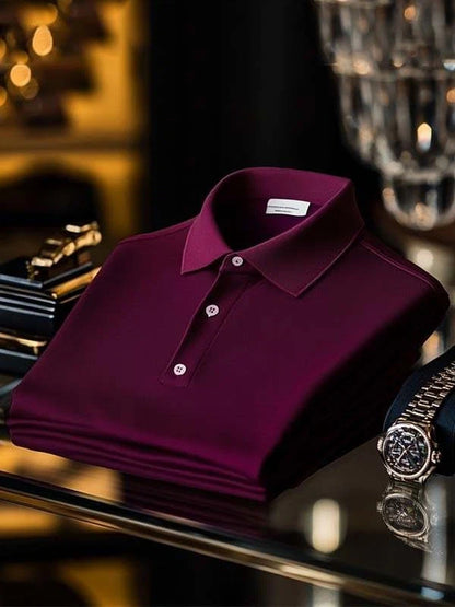 Men's Business Alligator Print Casual Button Short Sleeve Polo Shirt