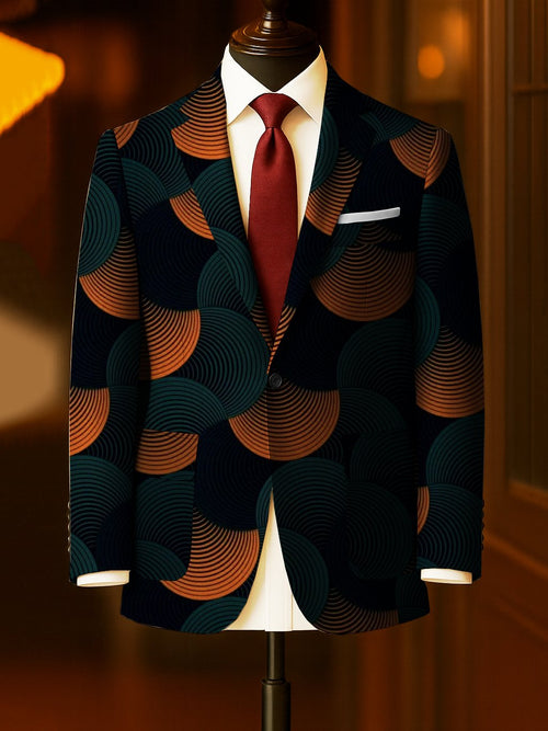 Men's Business Casual Large Pocket Print Blazers