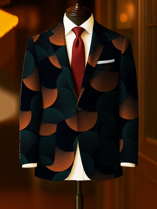 Men's Business Casual Large Pocket Print Blazers