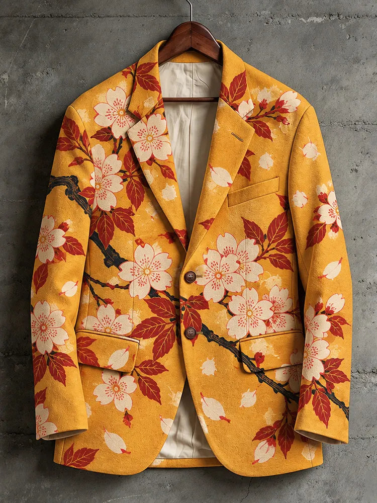 Men's Vintage Floral Print Casual Blazer