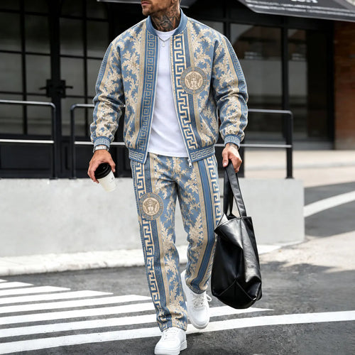 Men's Baroque Fleece-Lined Jacket and Pants Two-Piece Set
