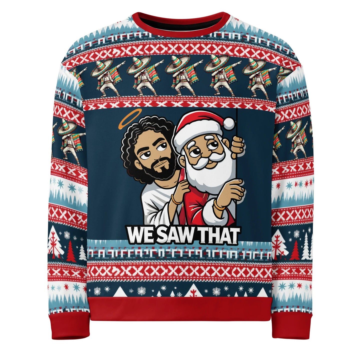 Men's Retro We Saw That Jesus & Santa Ugly Sweatshirt Printed Sweatshirt