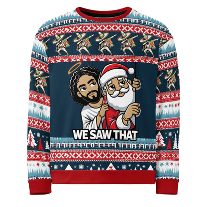 Men's Retro We Saw That Jesus & Santa Ugly Sweatshirt Printed Sweatshirt