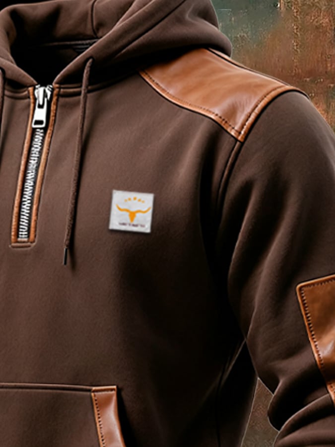 Men's Retro Contrast Color Comfort Zip-Up Sweatshirt