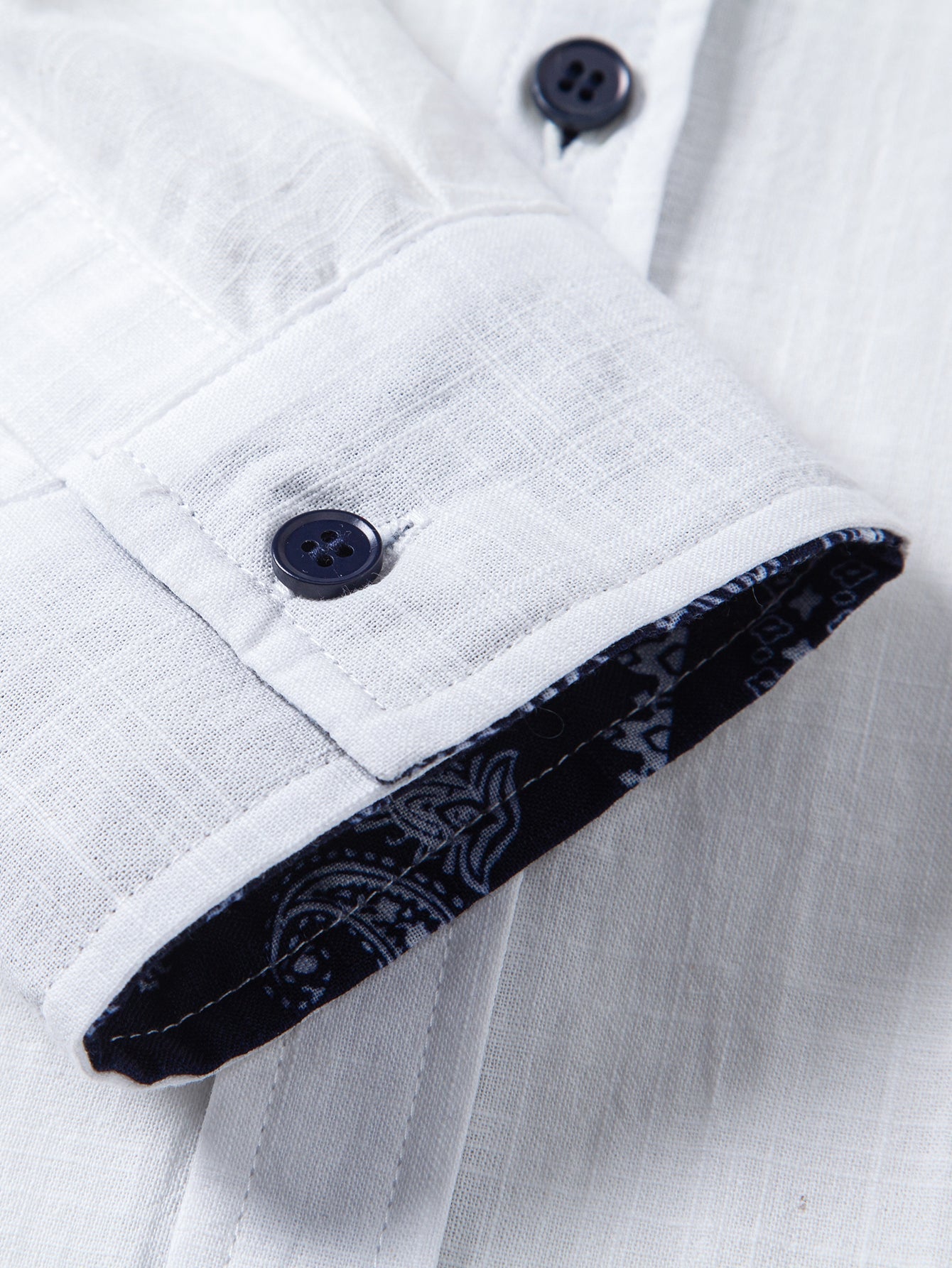 Contrast Paisley Print Linen Look Shirt