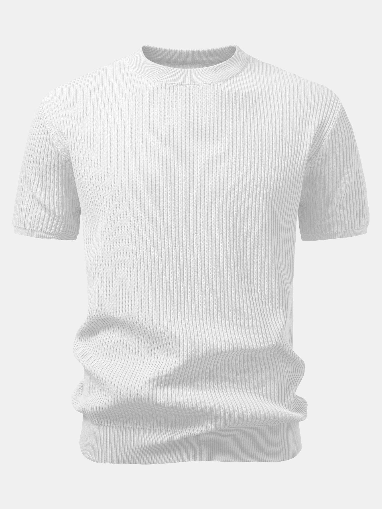 3 Pieces Ribbed Crew Neck Knit T-Shirt