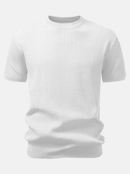 3 Pieces Ribbed Crew Neck Knit T-Shirt