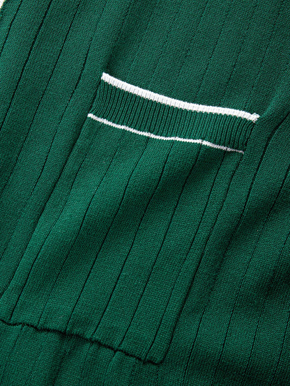 Contrast Trim Ribbed Knit Shirt