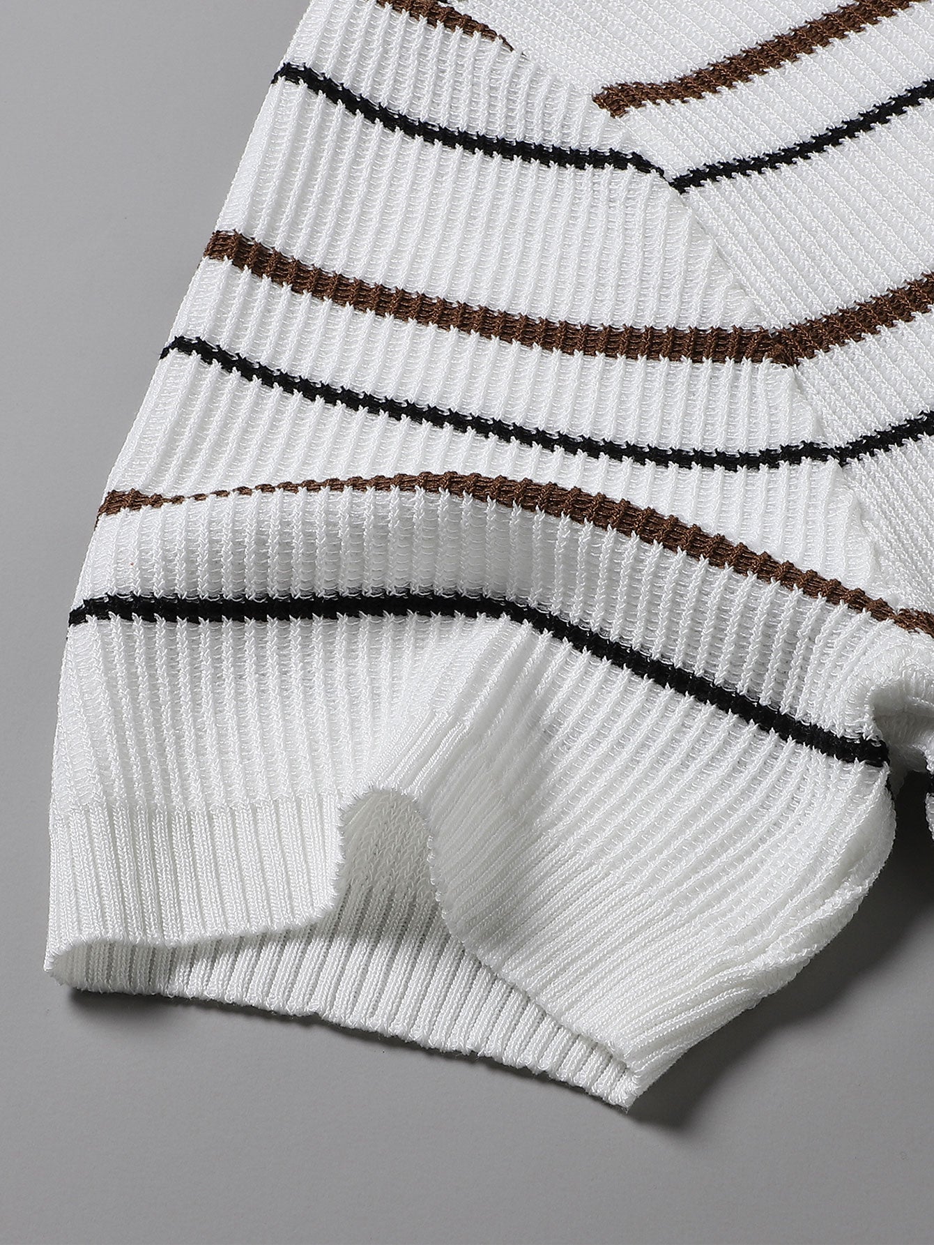 Stripe Waffle Zipper Knit Polo