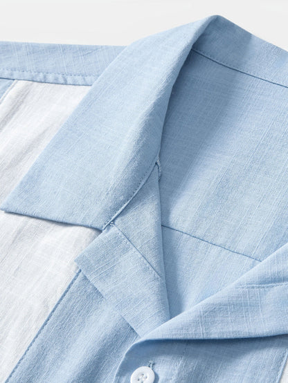 Linen Look Patchwork Bowling Shirt