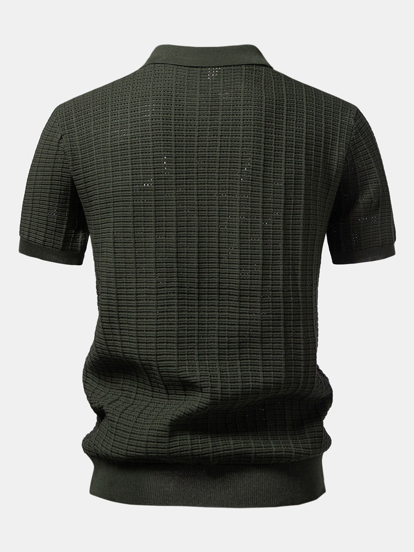 Textured Jacquard Johnny Collar Knit Polo