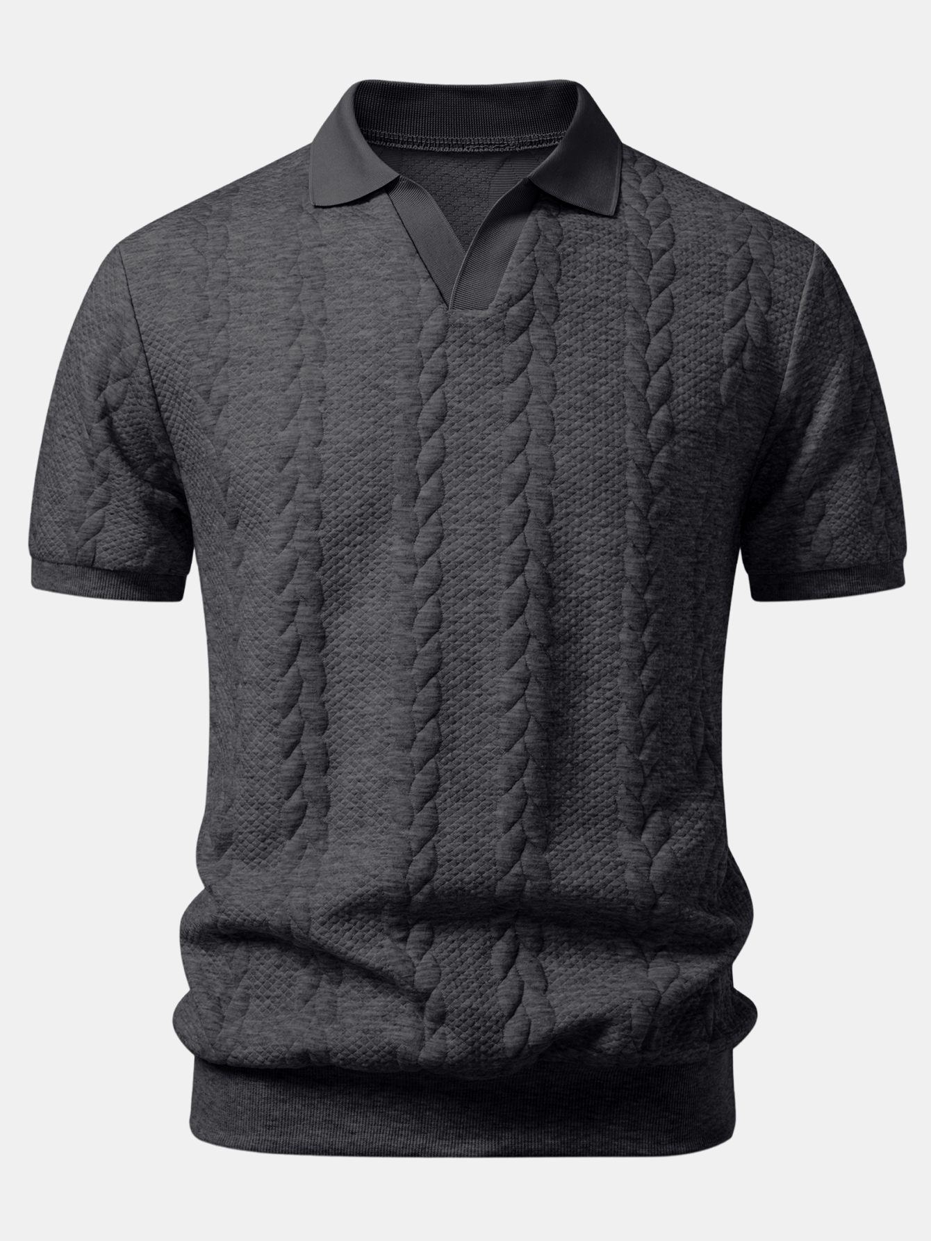 Twist Jacquard V Neck Polo