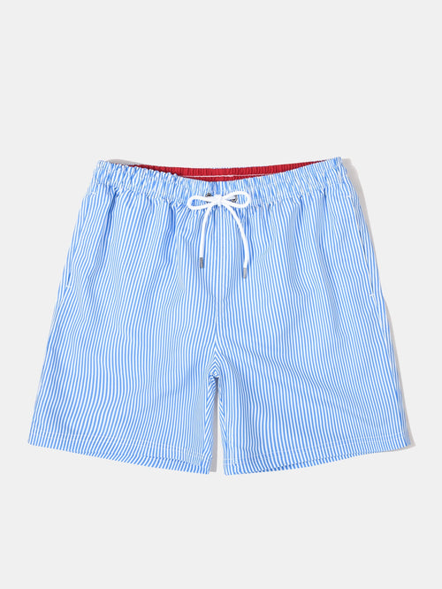Vertical Striped Drawstring Swim Shorts