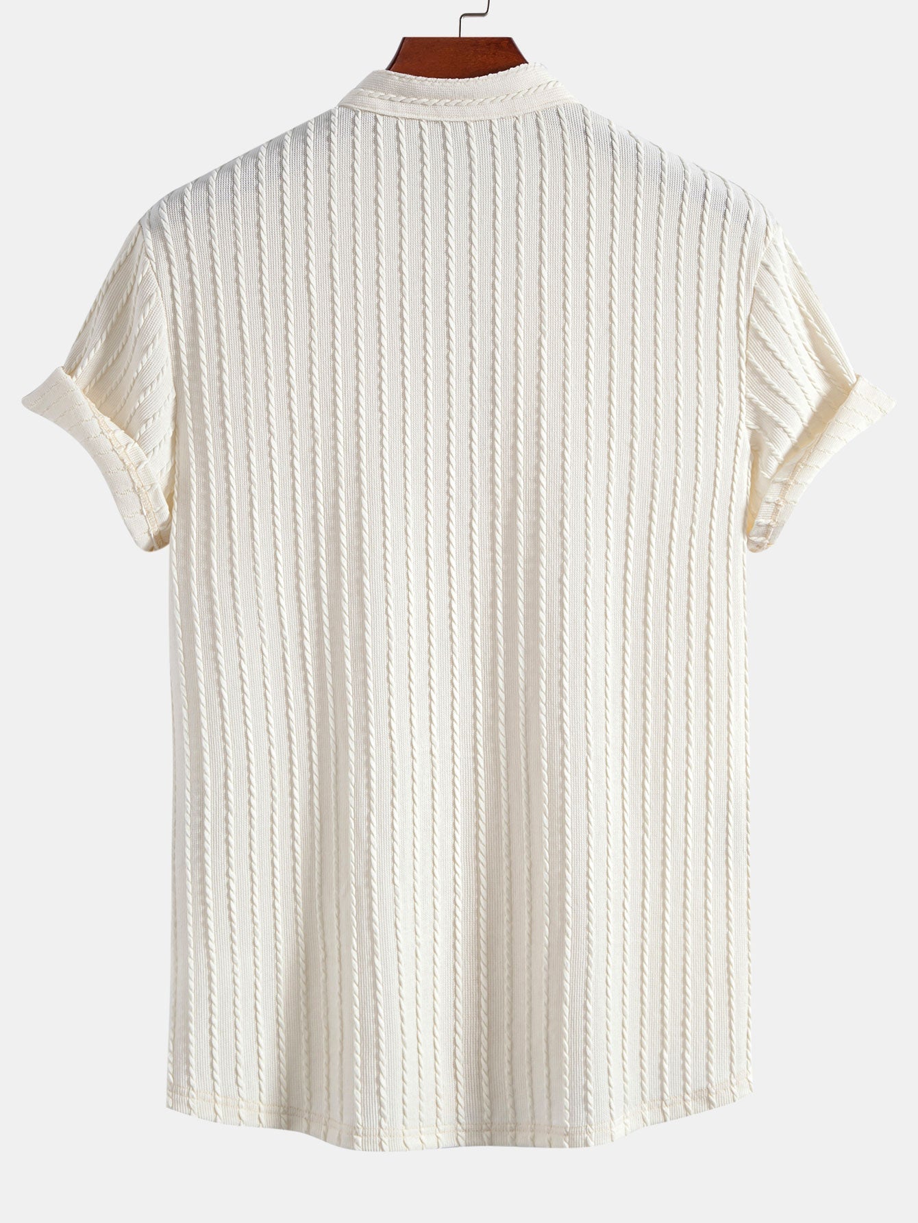 Muscle Fit Stand Collar Knitted Ribbed Shirt