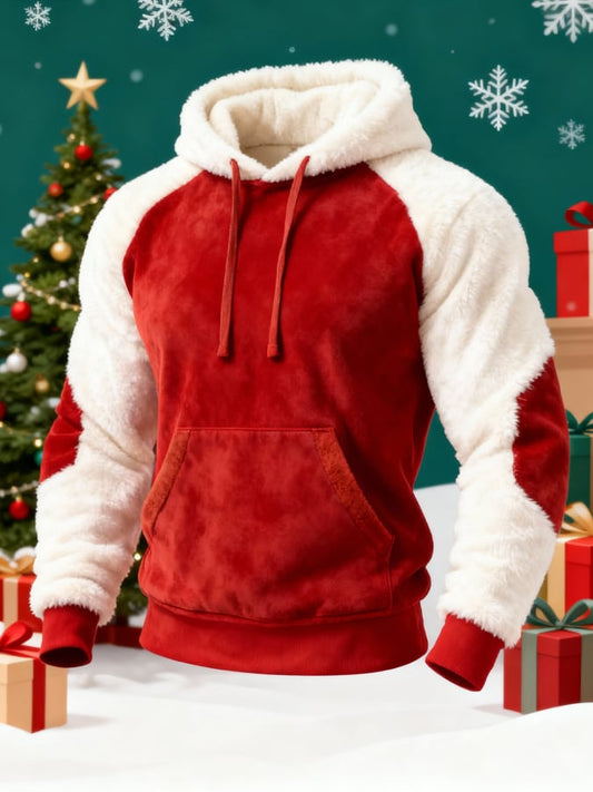 Men's Warm Suede and Plush Christmas Zipper Sweatshirt