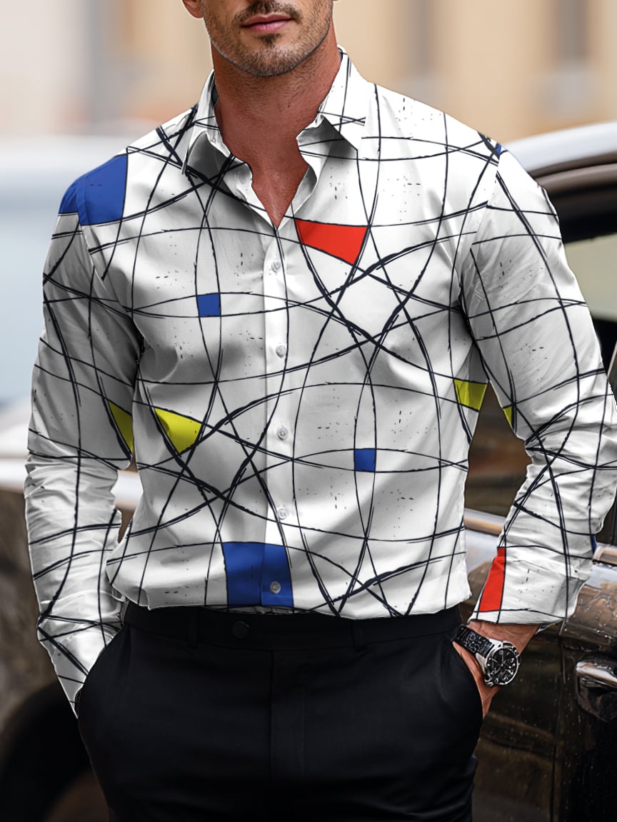 Men's Business Casual Art Button Short Sleeve Long Sleeve Shirt