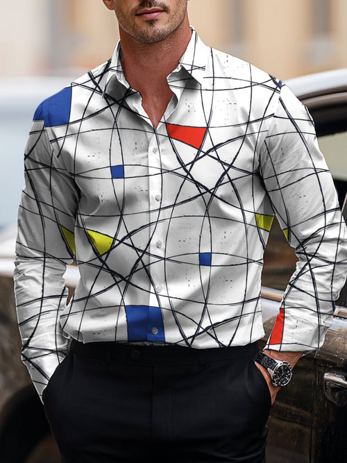Men's Business Casual Art Button Short Sleeve Long Sleeve Shirt