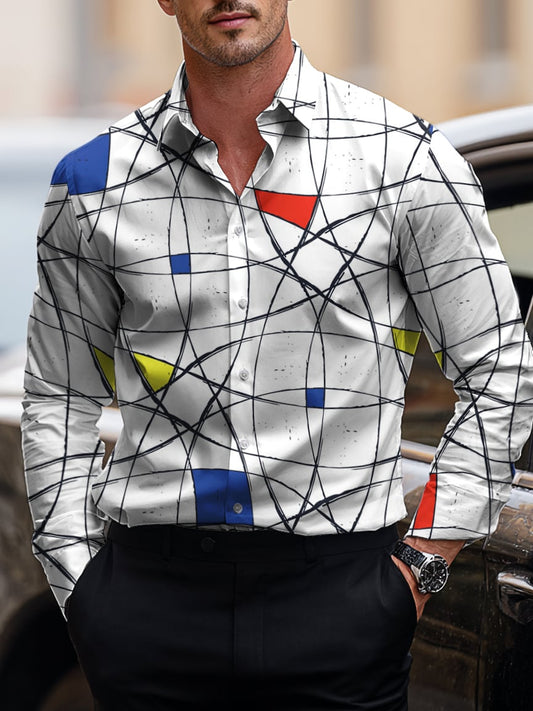 Men's Business Casual Art Button Short Sleeve Long Sleeve Shirt