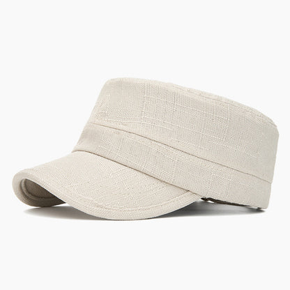Men's Classic Plain Denim Curved Brim Adjustable Buckle Flat-Top Cadet Cap