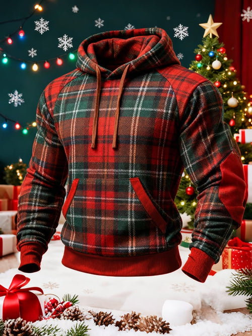Men's Retro Distressed Color Block Print Casual Long Sleeve Sweatshirt